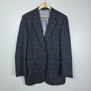 Boston Traders Tweed Houndstooth Vintage Wool Windowpane Blazer Blue 42R